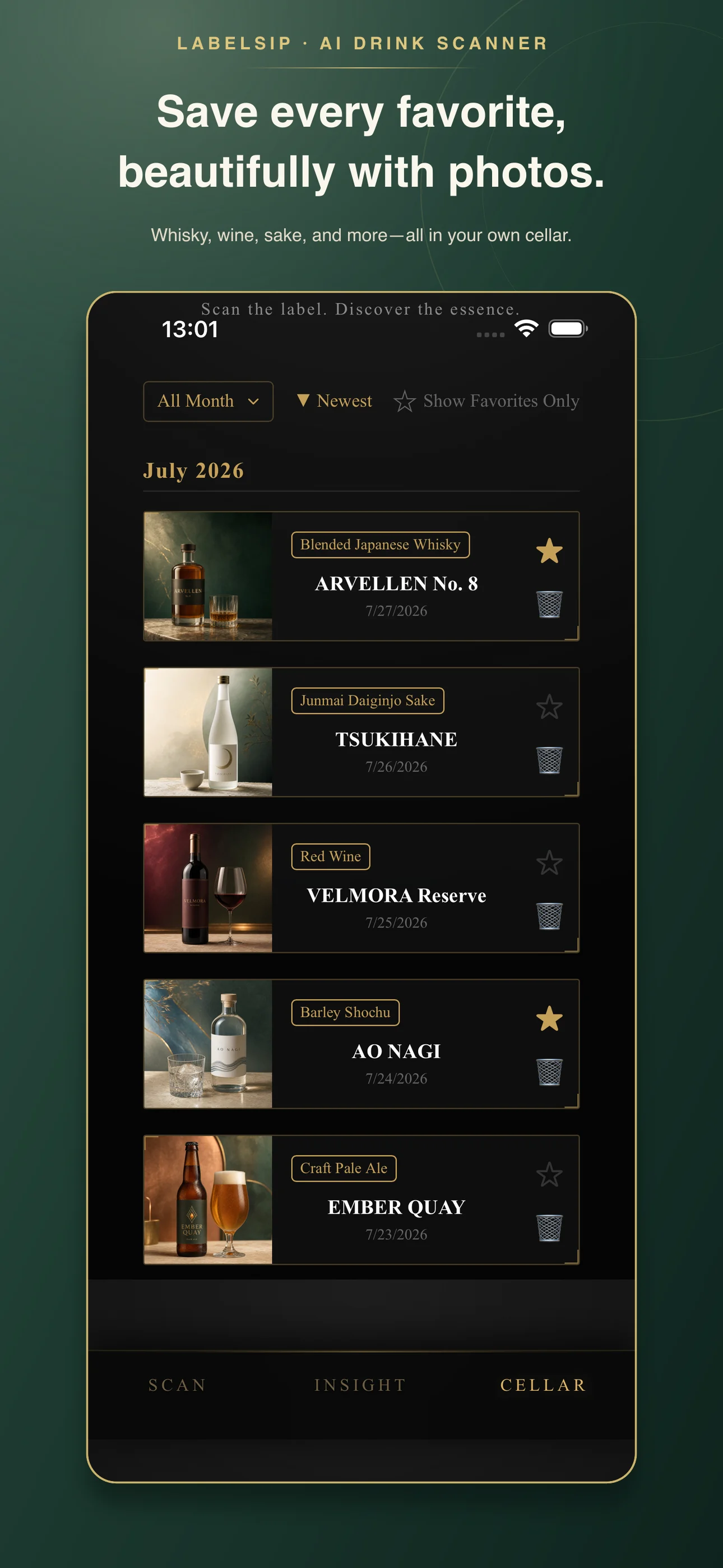 LabelSip Cellar screen